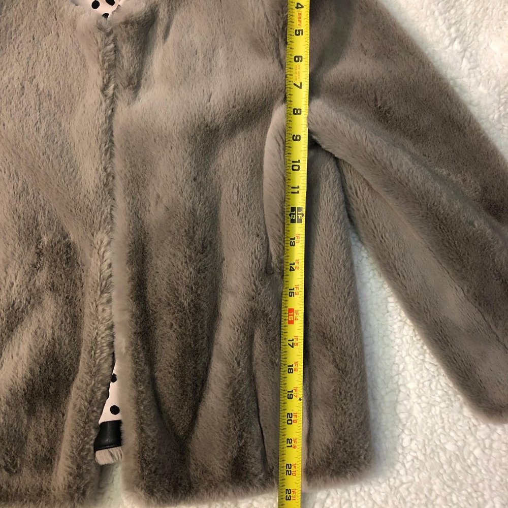 ZARA Women Jacket Women Size S Gray Tau[e Faux Fur Long Sleeve Open Front - Picture 6 of 6